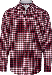 BRAX Męska koszula w stylu Daniel C Light Flanell Check w kratkę, koszula flanelowa z kołnierzem button-down, Burned RED, L - Koszule męskie - miniaturka - grafika 1