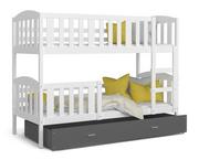 Łóżka dla dzieci i młodzieży - Łóżko piętrowe 200x90 białe szare KUBUŚ - miniaturka - grafika 1