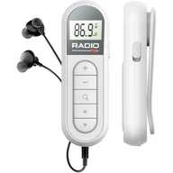 Radia - Miniaturowe radio FM/tranzystorowe, przenośne radio FM z procesorem DSP, wyświetlaczem LCD i słuchawkami, akumulatorowe, kieszonkowe, białe - miniaturka - grafika 1