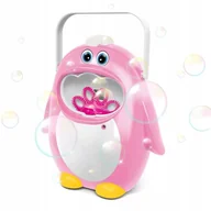 Bańki mydlane - PINGWIN DO BANIEK WYTWORNICA MASZYNKA BAŃKI MYDLANE DŹWIĘK +PŁYN RÓŻOWE - miniaturka - grafika 1