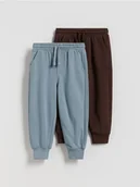 Spodenki dla niemowląt - Reserved - Dresowe joggery 2 pack - ciemnobrązowy - miniaturka - grafika 1