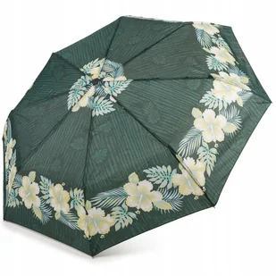 Parasol Składany Automatyczny XL Parasolka Damska Pokrowiec Kwiaty Zielona - Parasole - miniaturka - grafika 1