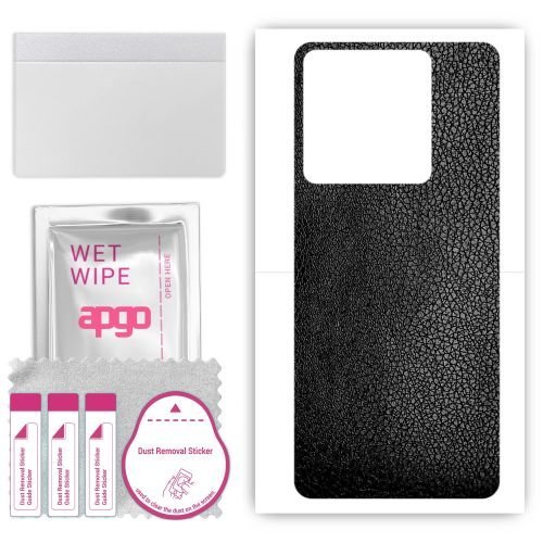 folia naklejka skórka strukturalna na TYŁ do Xiaomi Poco X6 - Skóra Czarna - apgo SKINS