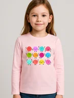 Koszulki dla dziewczynek - Różowa koszulka na DZIEŃ KROPKI W KROPKI Z DŁUM RĘKAWKIEM - miniaturka - grafika 1