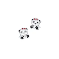 Biżuteria dla dzieci - Srebrne Kolczyki 925 Panda dla małej damy - miniaturka - grafika 1