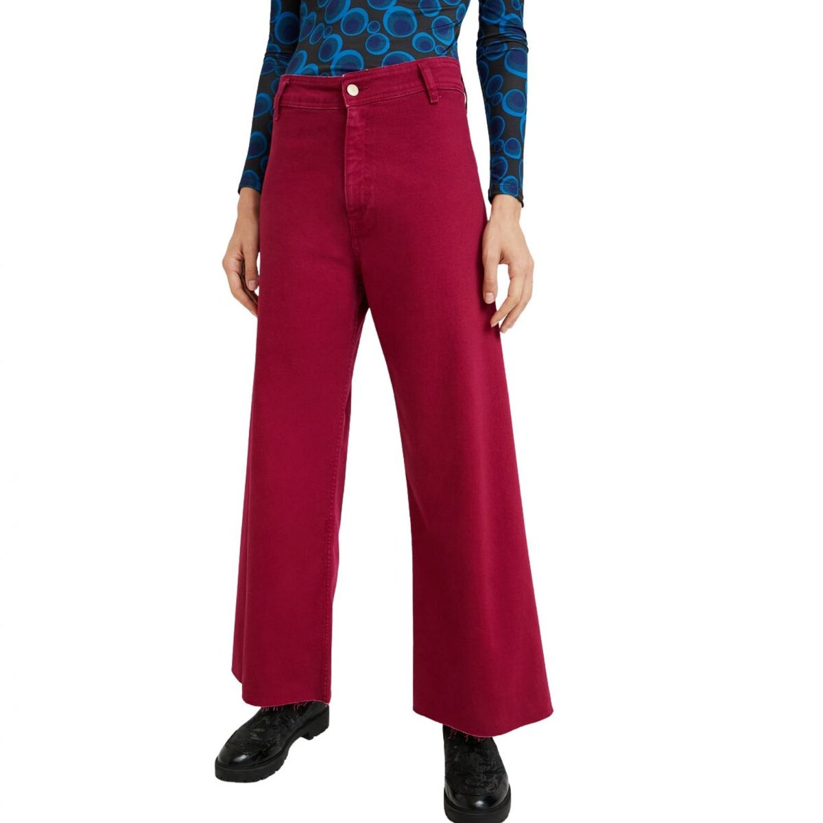 Spodnie damskie Desigual Template 3 kuloty różowe -S