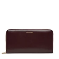 Portfele - Duży Portfel Damski Calvin Klein Ck Large Zip Around LV04F1093G Bordowy - miniaturka - grafika 1
