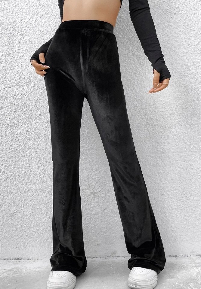 SHEIN SPODNIE DAMSKIE CZARNE DZWONY CASUAL 34 V7S