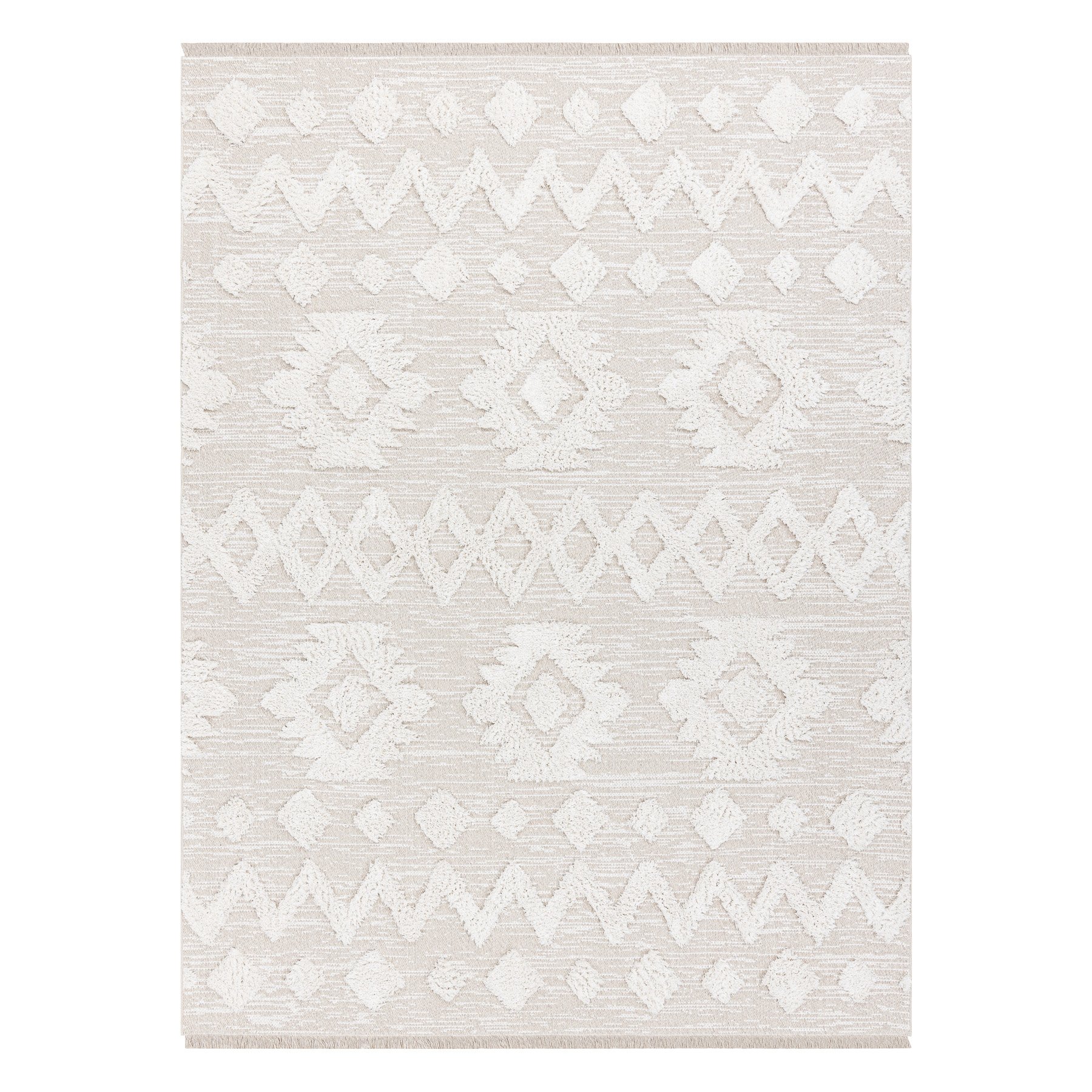 Dywan MOROC 22319 Romby Ekologiczny, EKO SIZAL frędzle - strukturalny beż / krem beżowy 175x270 cm