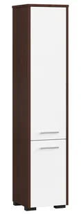 Szafka łazienkowa wolnostojąca: dwoje drzwi, pięć półek, kolor: wenge biały, wymiary mebla: szer: 30 cm, wys: 140 cm, gł: 30 cm - Szafki łazienkowe - miniaturka - grafika 1