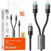 Kable USB - MCDODO KABEL USB-C 2W1 SZYBKIE ŁADOWANIE DO IPHONE 14 MACBOOK LED 100W 2M - miniaturka - grafika 1