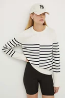 Swetry damskie - G-Star Raw sweter z domieszką wełny damski kolor beżowy - miniaturka - grafika 1