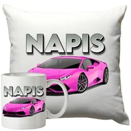 Gadżety dla niej i dla niego - Kubek Poduszka Lamborghini 330ml 40x40cm z Napisem Zestaw Motoryzacyjny - miniaturka - grafika 1