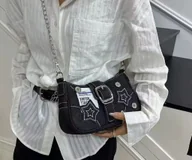 Torebki damskie - Elegancka Torba Na Ramię Y2K Torebka w Gwiazdki Gwiazdy Stars Prezent - miniaturka - grafika 1