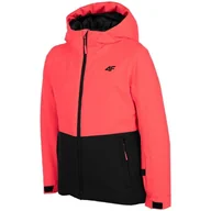 Kurtki narciarskie - 4F, Kurtka Narciarska Dla Dziewczynki, HJZ22 JKUDN001 63N, pomarańczowy, Rozmiar 146 - miniaturka - grafika 1