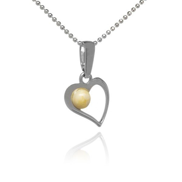 ankabizuteria.pl Zawieszka srebrna SERDUSZKO z żółtym bursztynem