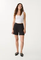 Spodenki damskie - Stradivarius Eleganckie spodenki z zakładkami Czarny 34 - miniaturka - grafika 1