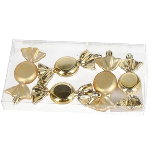 Bombka plastikowa cukierek 10,5 x 6 cm 5 sztuk czerwony / srebrny / złoty - Bombki - miniaturka - grafika 1