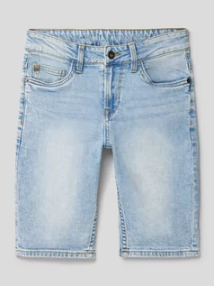Spodnie i spodenki dla chłopców - Szorty jeansowe z detalami z logo - grafika 1
