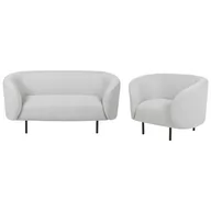 Sofy i kanapy - Komplet wypoczynkowy 3-osobowy tapicerowany czarno-biały LOEN - miniaturka - grafika 1