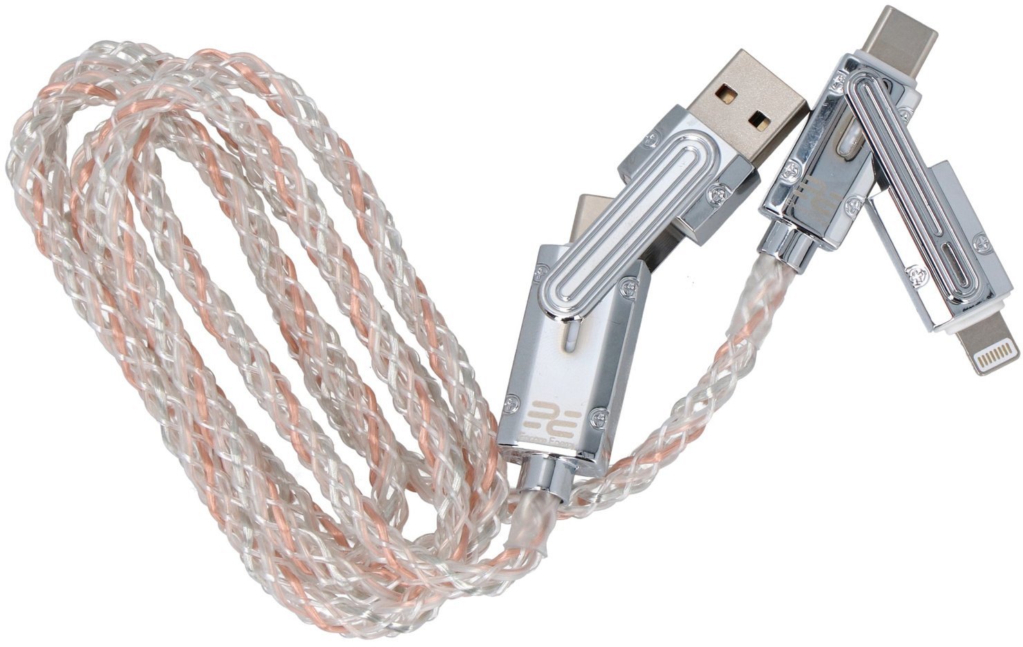 ForCell podświetlany kabel Encore Energy 4w1 USB-C USB-A Lightning przewód QC PD 3A 60W do ładowania i transferu danych 100 cm EE133