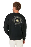 Bluzy męskie - TRENDYOL MAN BLUZA MĘSKA CZARNA Z NADRUKIEM NA PLECACH DŁUGI RĘKAW XXL 5DA - miniaturka - grafika 1