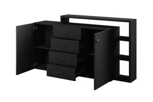 Komoda dwudrzwiowa z szufladami i nadstawką Bota 27 - czarny supermat - Komody - miniaturka - grafika 4