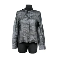 Marynarki i żakiety damskie - DAY Damska Marynarka Błyszcząca Stylowa Srebrna Rozmiar 36 - miniaturka - grafika 1