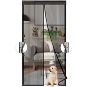 Moskitiery - Moskitiera magnetyczna na drzwi, drobna siatka, pełna, samozamykająca, na balkon, łatwy montaż, 70 x 200 cm, czarna - miniaturka - grafika 1