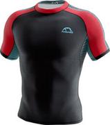 Koszulki sportowe męskie - MANTO Rashguard Krótki Rękaw Stripe 2.0 Czarno-Czerwony - miniaturka - grafika 1