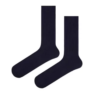 Skarpety wełniane grube granatowe w prążek EM 4 - EM Men's Accessories - Skarpetki męskie - miniaturka - grafika 1