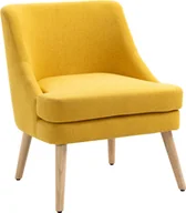 Krzesła - HOMCOM krzesło do jadalni z podłokietnikiem krzesło do salonu krzesło biurowe krzesło tapicerowane nowoczesne drewno lniane żółte 63 x 69 x 79,5 cm - miniaturka - grafika 1