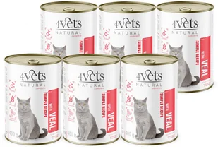 4Vets Natural Mokra karma dla kota z cielęciną zestaw 6 x 400 g - Mokra karma dla kotów - miniaturka - grafika 1