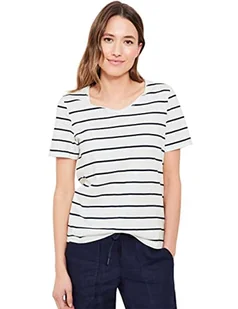 Cecil Damska koszulka z krótkim rękawem w paski, Vanilla White, L - Koszulki i topy damskie - miniaturka - grafika 1
