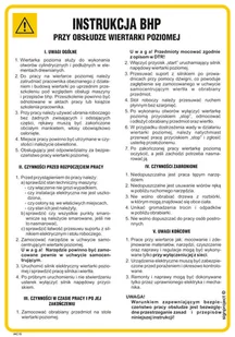 IAC15 INSTRUKCJA BHP PRZY OBSŁUDZE WIERTARKI POZIOMEJ, PN - PŁYTA PCV 1MM; (245X350MM) - Instrukcje stanowiskowe BHP - miniaturka - grafika 1
