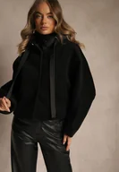 Kurtki damskie - Czarna Nietoperzowa Kurtka Przejściowa z Kapturem Amiree - miniaturka - grafika 1