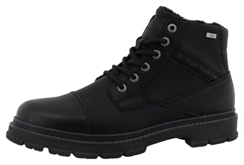 Tom Tailor Męskie 4280350010 modne kozaki, czarne, 44 EU, czarny, 44 EU