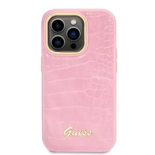 Guess GUHCP14LHGCRHP iPhone 14 Pro 6,1" różowy/pink hardcase Croco Collection - Etui i futerały do telefonów - miniaturka - grafika 3