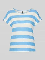 Koszulki i topy damskie - T-shirt o luźnym kroju z mieszanki wiskozy model ‘WIDE STRIPE’ - miniaturka - grafika 1
