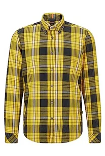 BOSS Rickert męska koszula w kratkę Regular -Fit z bawełny z kołnierzem na guziki, jasny żółty, 3XL - Koszule męskie - miniaturka - grafika 1