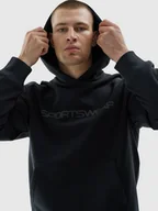 Bluzy sportowe męskie - Męska bluza dresowa nierozpinana z kapturem 4F 4FWAW24TSWSM1259 - czarna - miniaturka - grafika 1