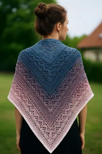 Chusta ombre Klaziena ręcznie robiona szydełkowa - Apaszki i szaliki damskie - miniaturka - grafika 1