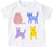 Koszulki dla dziewczynek - dziecięca koszulka dla dziewczynki w koty - miniaturka - grafika 1