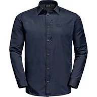 Koszule męskie - Jack Wolfskin Męska koszula z golfem Lakeside, night blue, L - miniaturka - grafika 1