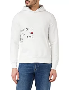 Bluzy męskie - Tommy Hilfiger Męska bluza z kapturem z napisem "Off Placement", biały, XXL - grafika 1