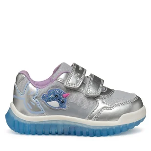 Sneakersy Geox B Lightyloo B5561A 0AJAS C1294 Srebrny - Buty dla dziewczynek - miniaturka - grafika 1