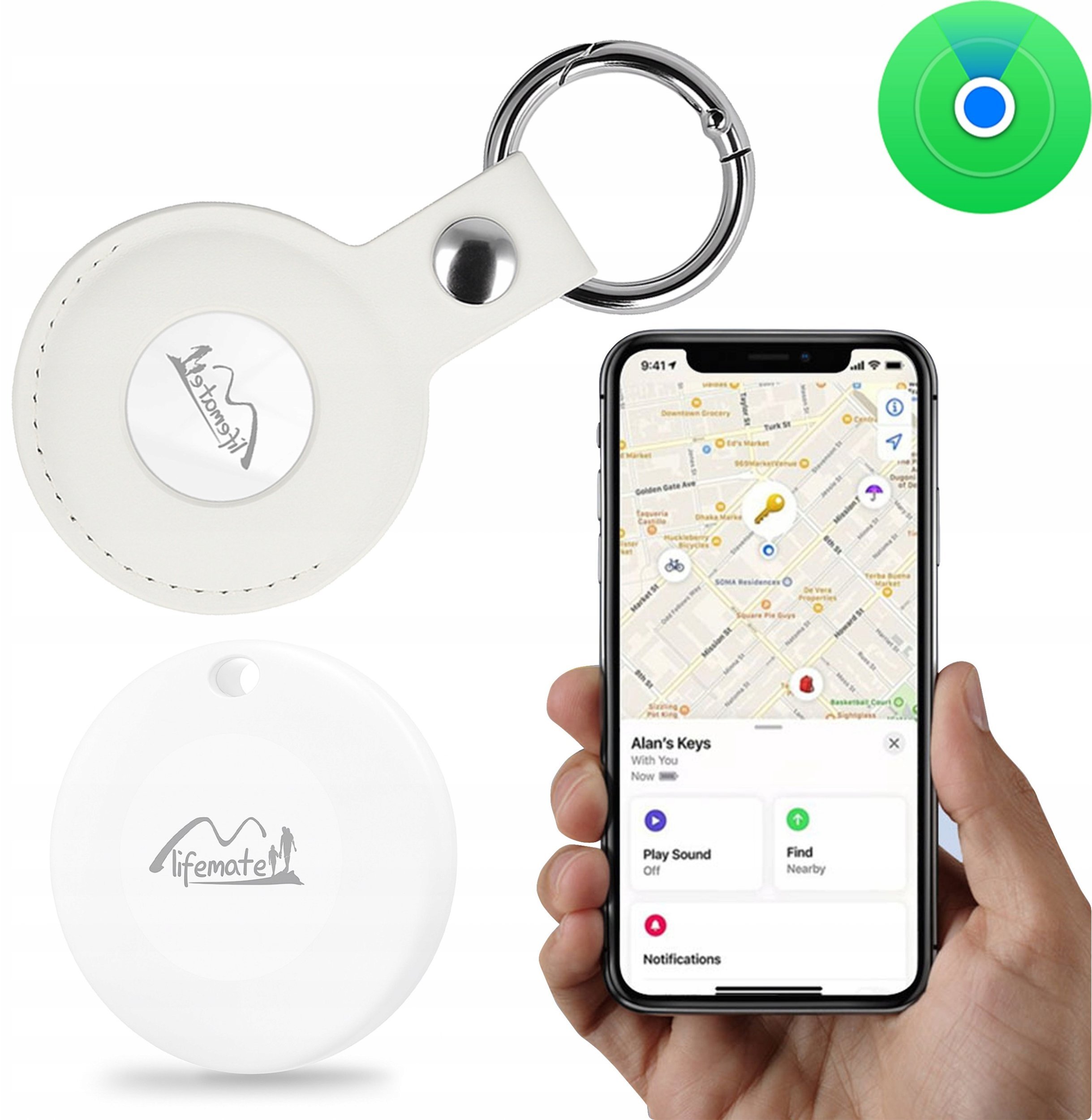 Lokalizator Mini Do Kluczy Auta Kota Roweru Psa Biały Do Apple Etui