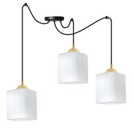 Lampy sufitowe - Lampa sufitowa wisząca Riffle Pająk loft 3xE27 klosz sześcian biały/złoty Light Home LH - miniaturka - grafika 1