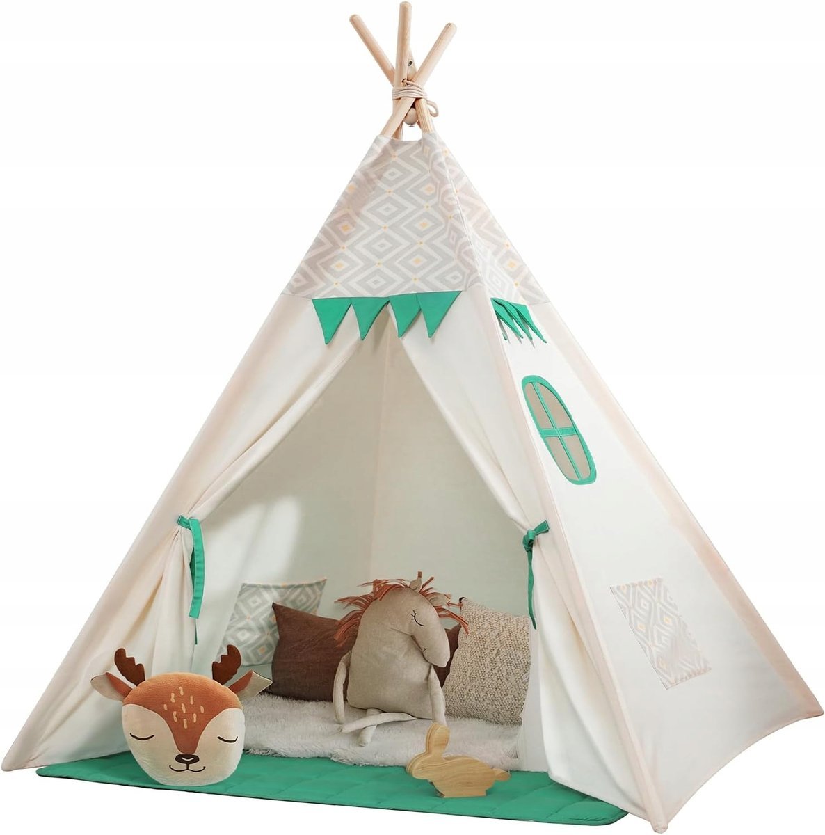 TIPI Namiot dziecięcy z matą i lampkami domek do zabawy dekoracja SB4