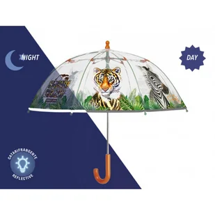 Głęboka parasolka dziecięca Perletti przezroczysta ZWIERZĘTA SAFARI - Parasole - miniaturka - grafika 1
